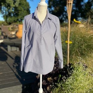 JCrew Navy Blue & White Collared Popover Tunic Size S